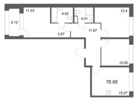 4 ккв (Евро) № 533 Корп.: 1 , Секция 8  в ЖК Аквилон Солар Парк