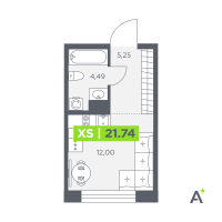 Студия № 882 Корп.: 1 , Секция 12  в ЖК Аквилон Солар Парк
