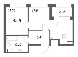 2 ккв (Евро) № 356 Корп.: 1 , Секция 5  в ЖК Аквилон Солар Парк