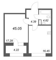 2 ккв (Евро) № 92 Корп.: 1 , Секция 2  в ЖК Аквилон Солар Парк