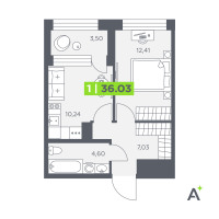 1 ккв № 889 Корп.: 1 , Секция 12  в ЖК Аквилон Солар Парк
