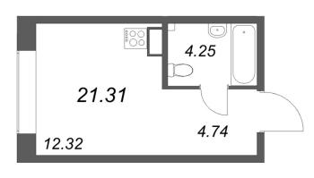 Студия № 651 Корп.: 1 , Секция 9  в ЖК Аквилон Солар Парк