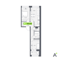 3 ккв (Евро) № 438 Корп.: 1 , Секция 7  в ЖК Аквилон Солар Парк