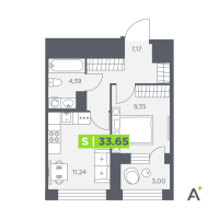1 ккв № 299 Корп.: 1 , Секция 5  в ЖК Аквилон Солар Парк