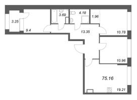 4 ккв (Евро) № 437 Корп.: 1 , Секция 7  в ЖК Аквилон Солар Парк