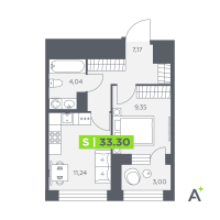 1 ккв № 245 Корп.: 1 , Секция 4  в ЖК Аквилон Солар Парк