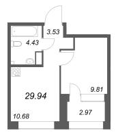 1 ккв № 923 Корп.: 1 , Секция 12  в ЖК Аквилон Солар Парк