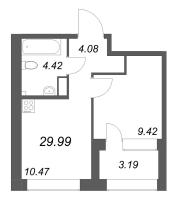 1 ккв № 806 Корп.: 1 , Секция 11  в ЖК Аквилон Солар Парк