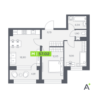3 ккв (Евро) № 3 Корп.: 1 , Секция 1  в ЖК Аквилон Солар Парк
