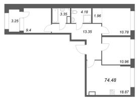 4 ккв (Евро) № 518 Корп.: 1 , Секция 7  в ЖК Аквилон Солар Парк