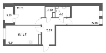3 ккв (Евро) № 357 Корп.: 1 , Секция 5  в ЖК Аквилон Солар