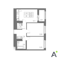 3 ккв (Евро) № 285 Корп.: 1 , Секция 4  в ЖК Аквилон Solar