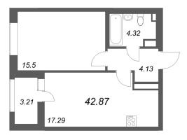 2 ккв (Евро) № 289 Корп.: 1 , Секция 4  в ЖК Аквилон Solar
