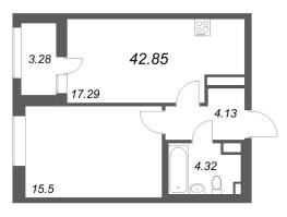 2 ккв (Евро) № 261 Корп.: 1 , Секция 4  в ЖК Аквилон Solar