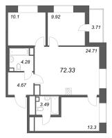 4 ккв (Евро) № 167 Корп.: 1 , Секция 3  в ЖК Аквилон Solar