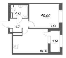 2 ккв (Евро) № 275 Корп.: 1 , Секция 4  в ЖК Аквилон Solar