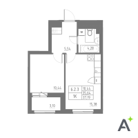 1 ккв № 371 Корп.: 1 , Секция 6  в ЖК Аквилон Solar