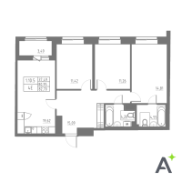 4 ккв (Евро) № 59 Корп.: 1 , Секция 1  в ЖК Аквилон Solar