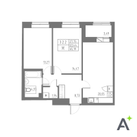 3 ккв (Евро) № 148 Корп.: 1 , Секция 3  в ЖК Аквилон Solar