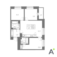 4 ккв (Евро) № 179 Корп.: 1 , Секция 3  в ЖК Аквилон Solar