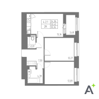 3 ккв (Евро) № 213 Корп.: 1 , Секция 4  в ЖК Аквилон Solar