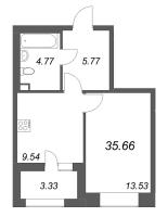 1 ккв № 306 Корп.: 1 , Секция 5  в ЖК Аквилон Солар
