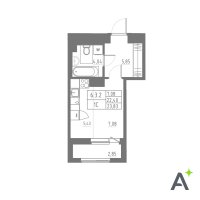 Студия № 375 Корп.: 1 , Секция 6  в ЖК Аквилон Solar