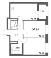 3 ккв (Евро) № 267 Корп.: 1 , Секция 4  в ЖК Аквилон Solar