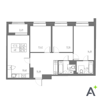 4 ккв (Евро) № 35 Корп.: 1 , Секция 1  в ЖК Аквилон Solar