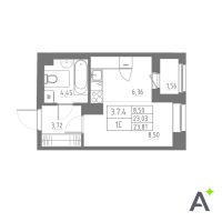Студия № 186 Корп.: 1 , Секция 3  в ЖК Аквилон Solar
