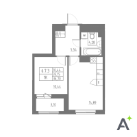 1 ккв № 401 Корп.: 1 , Секция 6  в ЖК Аквилон Solar