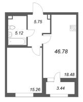 2 ккв (Евро) № 71 Корп.: 1 , Секция 2  в ЖК Аквилон Solar