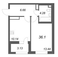 1 ккв № 18 Корп.: 1 , Секция 1  в ЖК Аквилон Solar