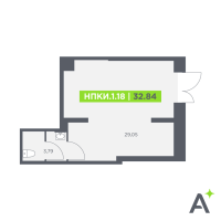 К. пом № НППКИ.1.18 Корп.: 1 , Секция 3  в ЖК Аквилон Солар