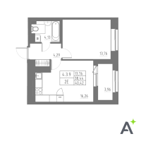 2 ккв (Евро) № 239 Корп.: 1 , Секция 4  в ЖК Аквилон Solar