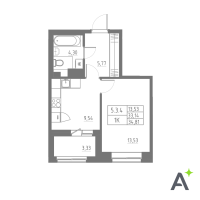 1 ккв № 318 Корп.: 1 , Секция 5  в ЖК Аквилон Solar
