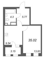1 ккв № 354 Корп.: 1 , Секция 5  в ЖК Аквилон Solar