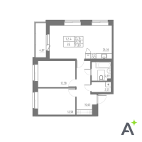 3 ккв (Евро) № 4 Корп.: 1 , Секция 1  в ЖК Аквилон Solar