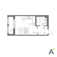 Студия № 215 Корп.: 1 , Секция 4  в ЖК Аквилон Solar