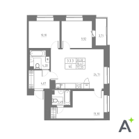 4 ккв (Евро) № 167 Корп.: 1 , Секция 3  в ЖК Аквилон Solar