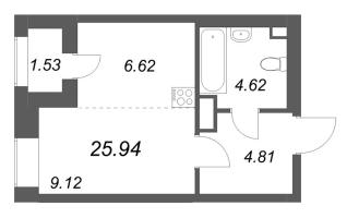 Студия № 9 Корп.: 1 , Секция 1  в ЖК Аквилон Solar