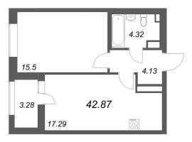2 ккв (Евро) № 271 Корп.: 1 , Секция 4  в ЖК Аквилон Солар