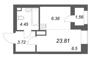 Студия № 198 Корп.: 1 , Секция 3  в ЖК Аквилон Solar