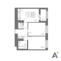 3 ккв (Евро) № 267 Корп.: 1 , Секция 4  в ЖК Аквилон Solar