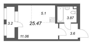 Студия № 215 Корп.: 1 , Секция 4  в ЖК Аквилон Solar