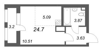 Студия № 233 Корп.: 1 , Секция 4  в ЖК Аквилон Solar