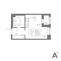 Студия № 150 Корп.: 1 , Секция 3  в ЖК Аквилон Solar