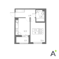 1 ккв № 6 Корп.: 1 , Секция 1  в ЖК Аквилон Solar