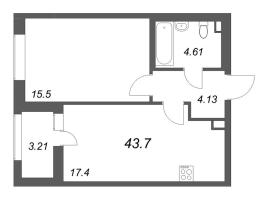 2 ккв (Евро) № 217 Корп.: 1 , Секция 4  в ЖК Аквилон Solar