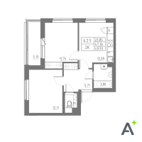 2 ккв № 373 Корп.: 1 , Секция 6  в ЖК Аквилон Solar